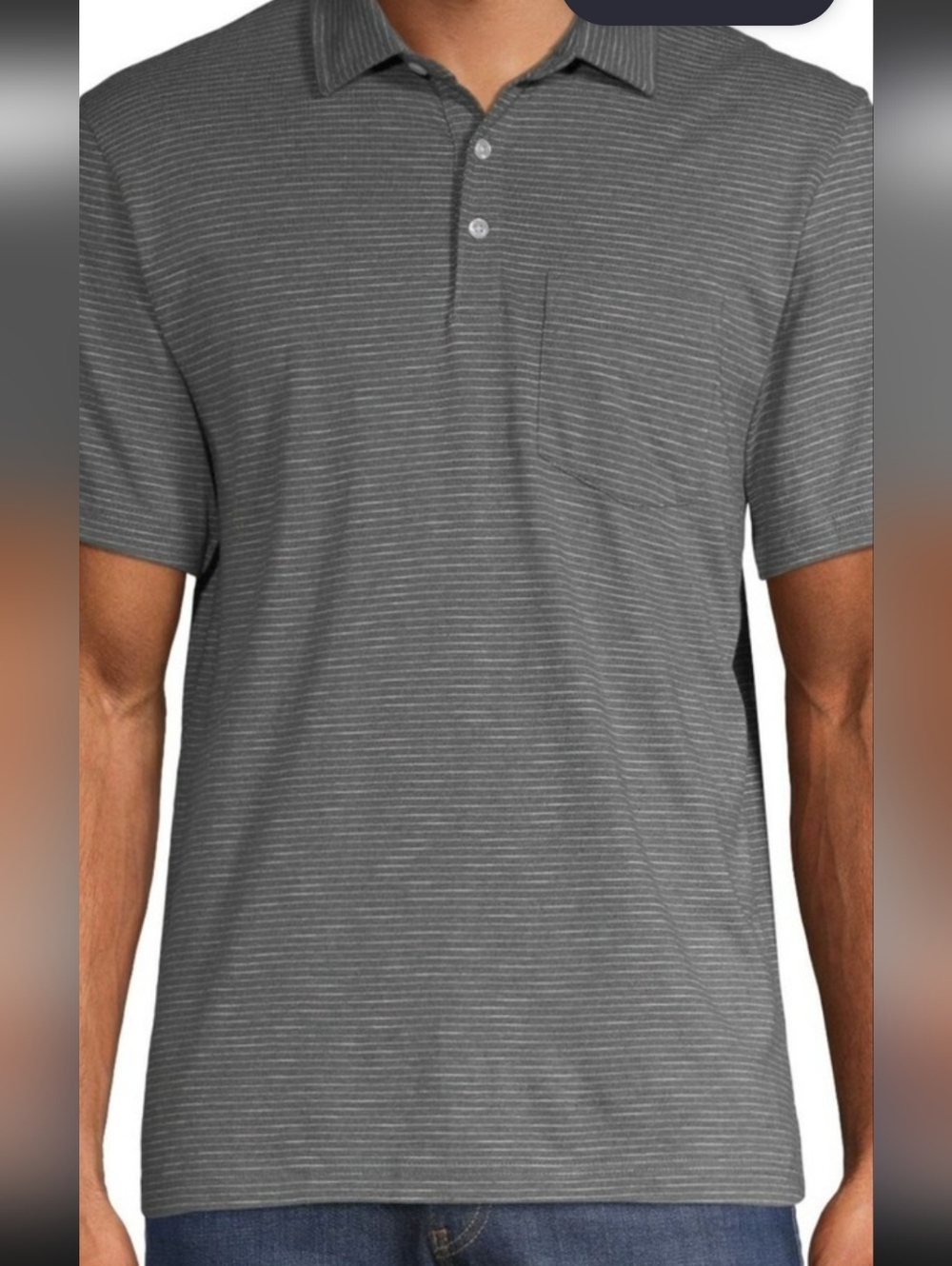Windham Pointe  LT stripped polo grey blues shirt stretchy golfing 🏌️‍♀️…